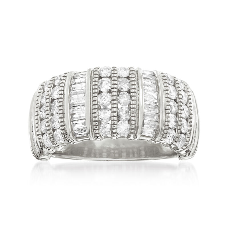 1.50 ct. t.w. Baguette and Round Diamond Ring in Sterling Silver image number 0