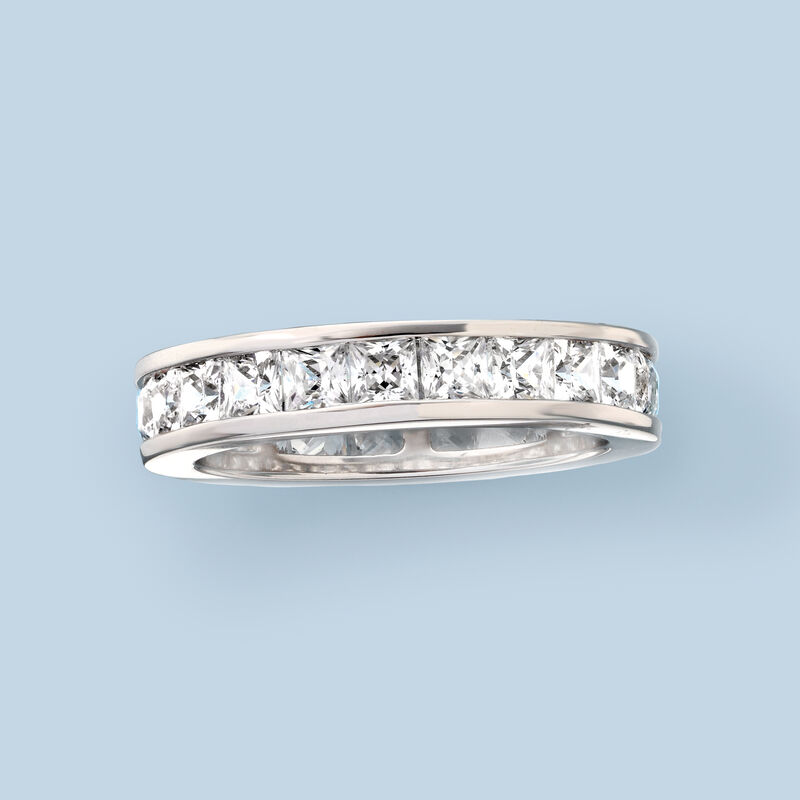 2.60 ct. t.w. Princess-Cut CZ Eternity Band in Sterling Silver image number 3