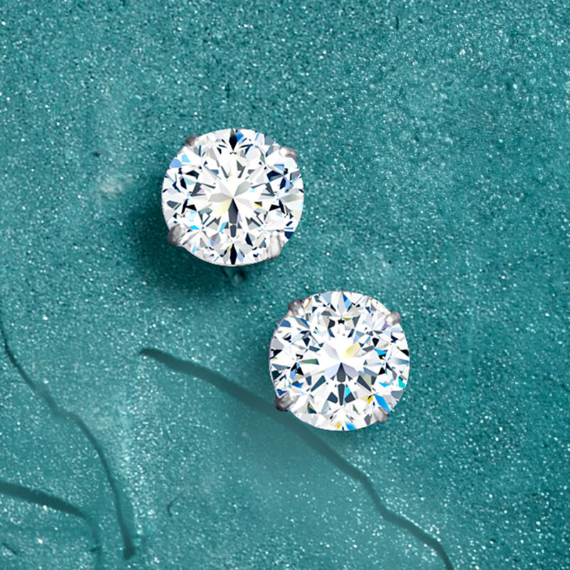 2.00 ct. t.w. CZ Stud Earrings in 14kt White Gold image number 2