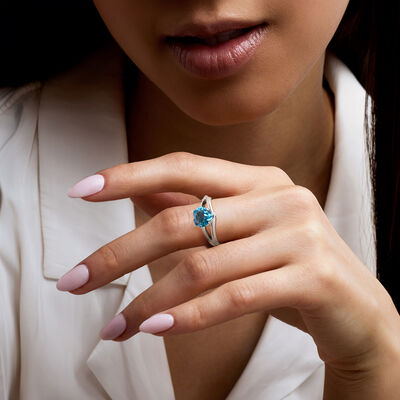 3.30 Carat Swiss Blue Topaz Heart Ring in Sterling Silver
