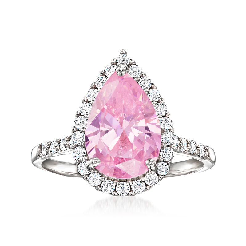 2.00 Carat Simulated Pink Sapphire and .40 ct. t.w. CZ Ring in Sterling Silver image number 0