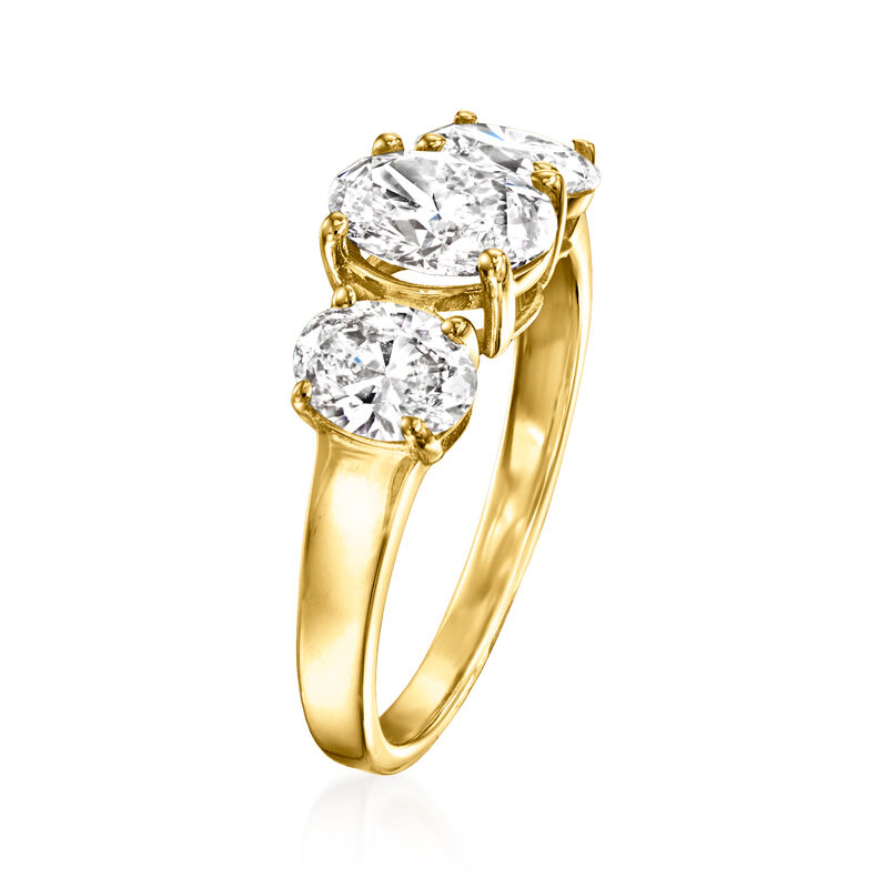 2.00 ct. t.w. Lab-Grown Diamond Three-Stone Ring in 14kt Yellow Gold. Size 6 image number 2