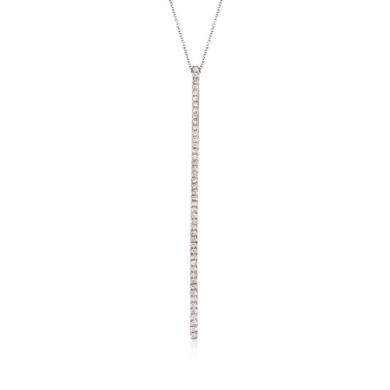 Gabriel Designs 1.00 ct. t.w. Diamond Vertical Bar Necklace in 14kt White Gold. 15.5&quot; image number 0