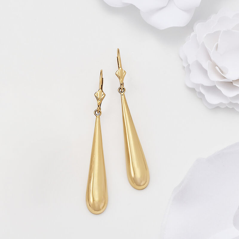14kt Yellow Gold Crowned Teardrop Earrings image number 3