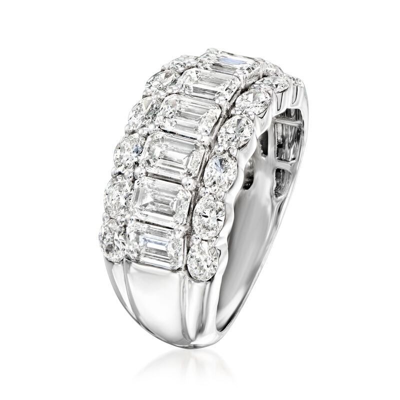 3.00 ct. t.w. Oval and Emerald-Cut Lab-Grown Diamond Three-Row Ring in 14kt White Gold image number 2