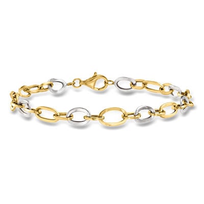 14kt Two-Tone Gold Oval-Link Bracelet