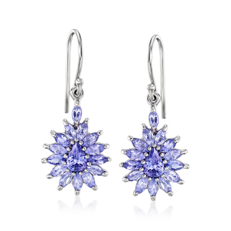 2.90 ct. t.w. Tanzanite Drop Earrings in Sterling Silver image number 0