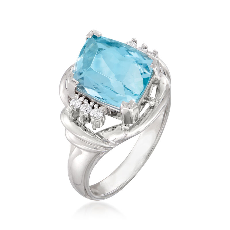 C. 1990 Vintage 3.61 Carat Aquamarine Ring in Platinum image number 2