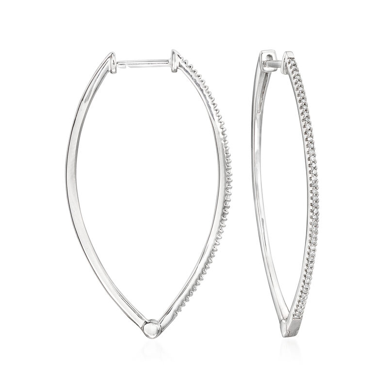 .25 ct. t.w. Diamond Marquise-Shaped Hoop Earrings in Sterling Silver image number 0