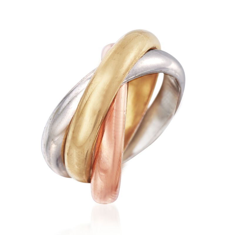 Andiamo 14kt Tri-Colored Gold Rolling Ring. Size 8 image number 2