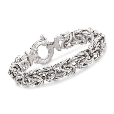 Italian Sterling Silver Large Byzantine Bracelet