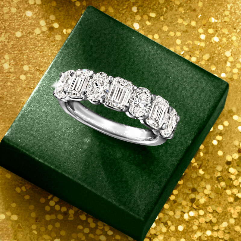 3.00 ct. t.w. Oval and Emerald-Cut Lab-Grown Diamond Ring in 14kt White Gold image number 4