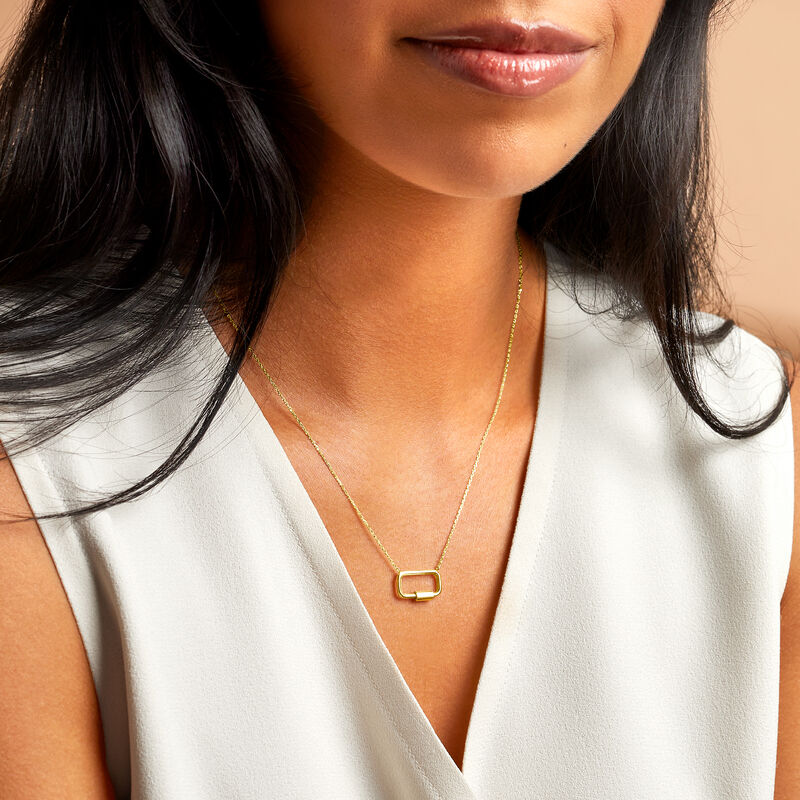 Italian 14kt Yellow Gold Carabiner Necklace. 16&quot; image number 2