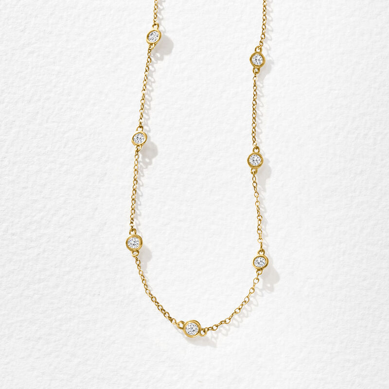 1.00 ct. t.w. Bezel-Set Diamond Station Necklace in 14kt Yellow Gold image number 5