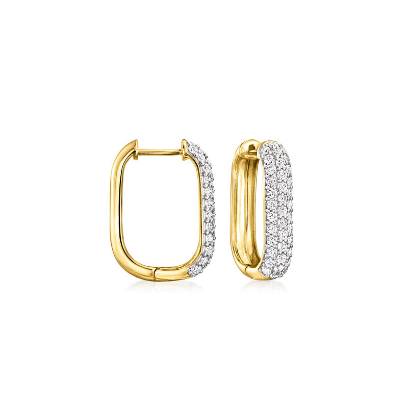 1.00 ct. t.w. Lab-Grown Diamond Paper Clip Link Hoop Earrings in 14kt Yellow Gold. 3/4" image number 0
