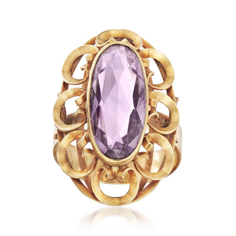 C. 1960 Vintage 3.30 ct. t.w. Amethyst Ring in 14kt Yellow Gold image number 0