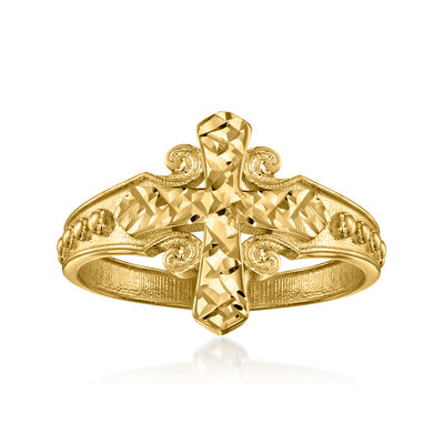 Italian 10kt Yellow Gold Cross Ring