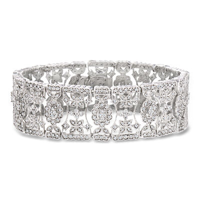 3.00 ct. t.w. Diamond Floral Bracelet in Sterling Silver
