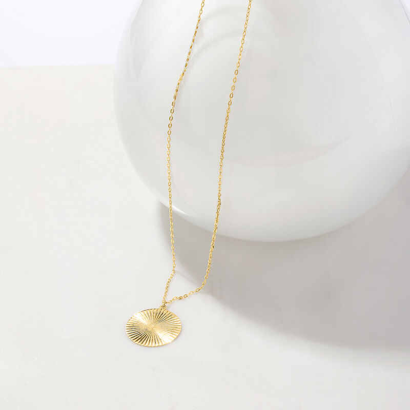 Italian 14kt Yellow Gold Starburst Circle Necklace. 16&quot; image number 2