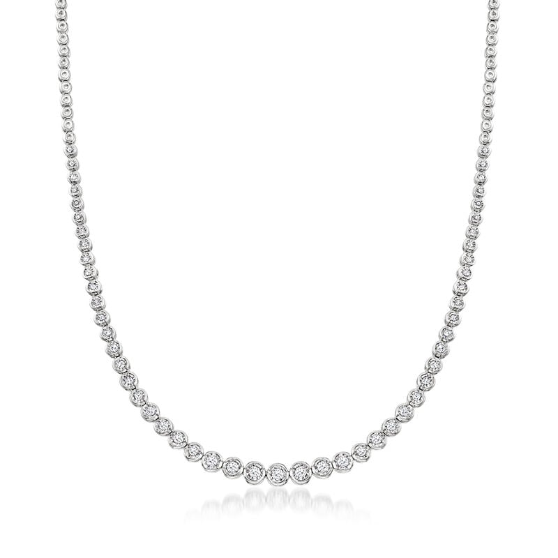 1.50 ct. t.w. Bezel-Set Diamond Necklace in Sterling Silver image number 0