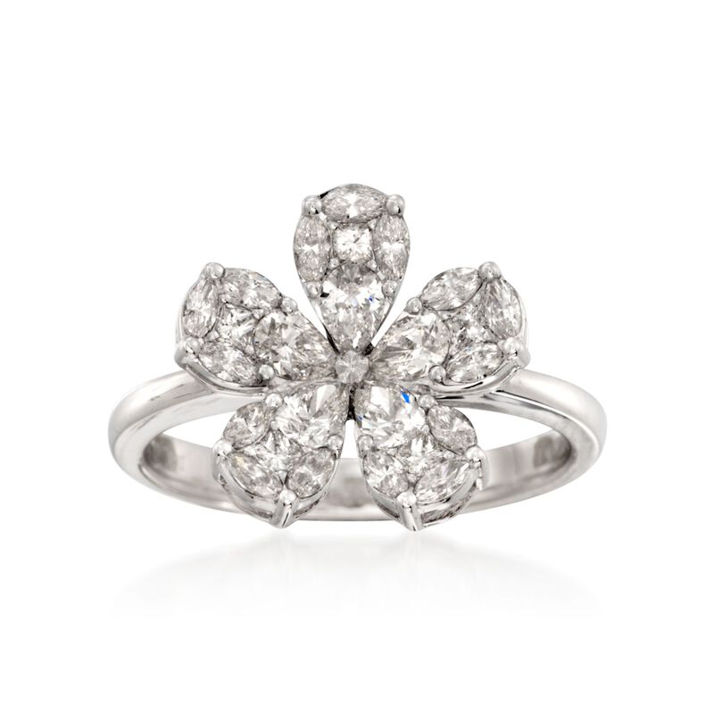 Simon G. 1.10 ct. t.w. Diamond Floral Ring in 18kt White Gold image number 0