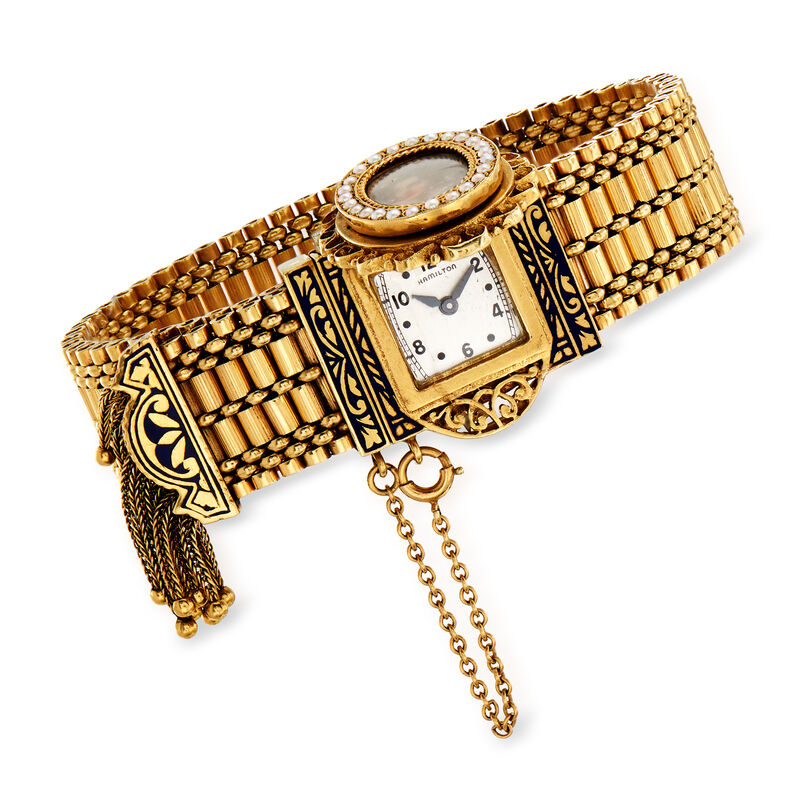 C. 1930 Vintage Hamilton Tassel Bracelet with Hidden Watch in 14kt Yellow Gold image number 3