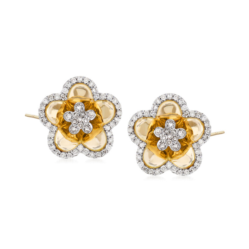 .44 ct. t.w. Diamond Flower Earrings in 14kt Yellow Gold image number 0