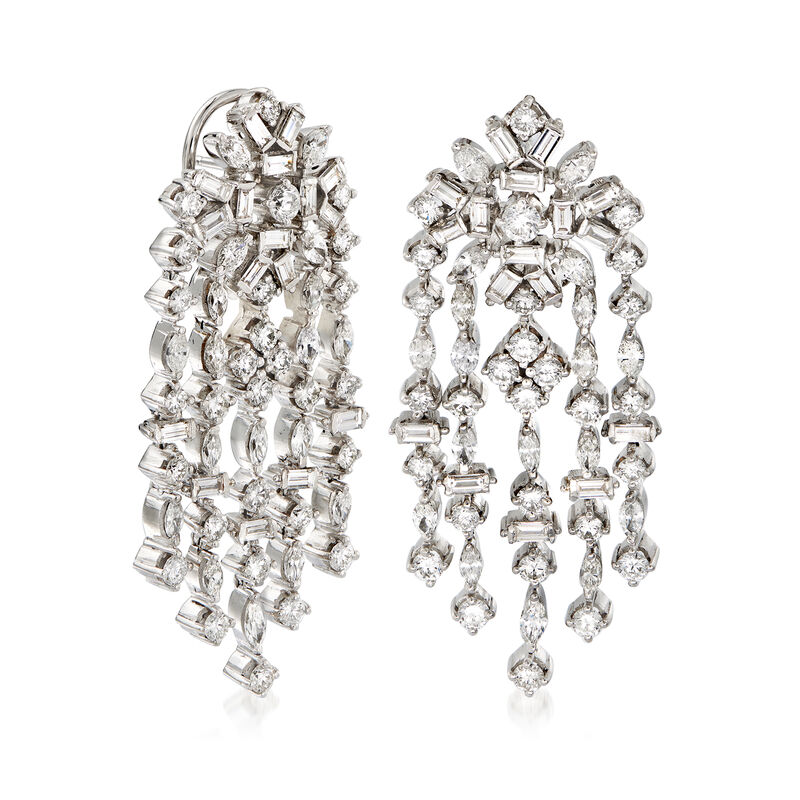 C. 1990 Vintage Diamond 10.00 ct. t.w. Chandelier Earrings in 18kt White Gold image number 2