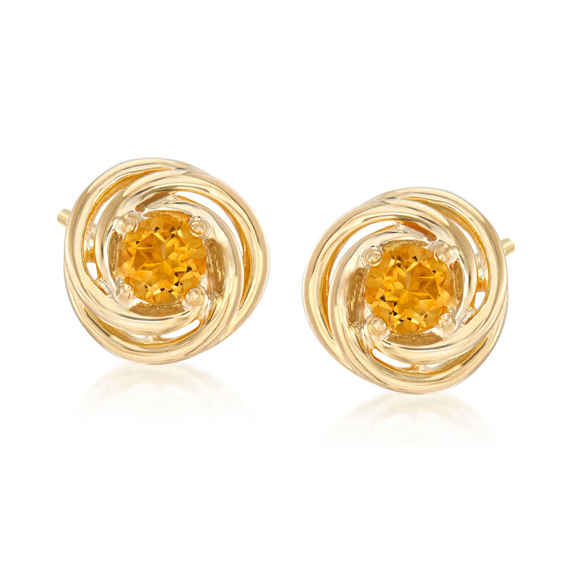 1.00 ct. t.w. Citrine Love Knot Earrings in 18kt Gold Over Sterling Silver image number 0