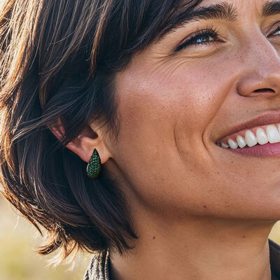 1.60 ct. t.w. Emerald Teardrop Earrings in Sterling Silver