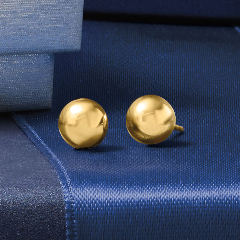 6mm 14kt Yellow Gold Ball Stud Earrings image number 3