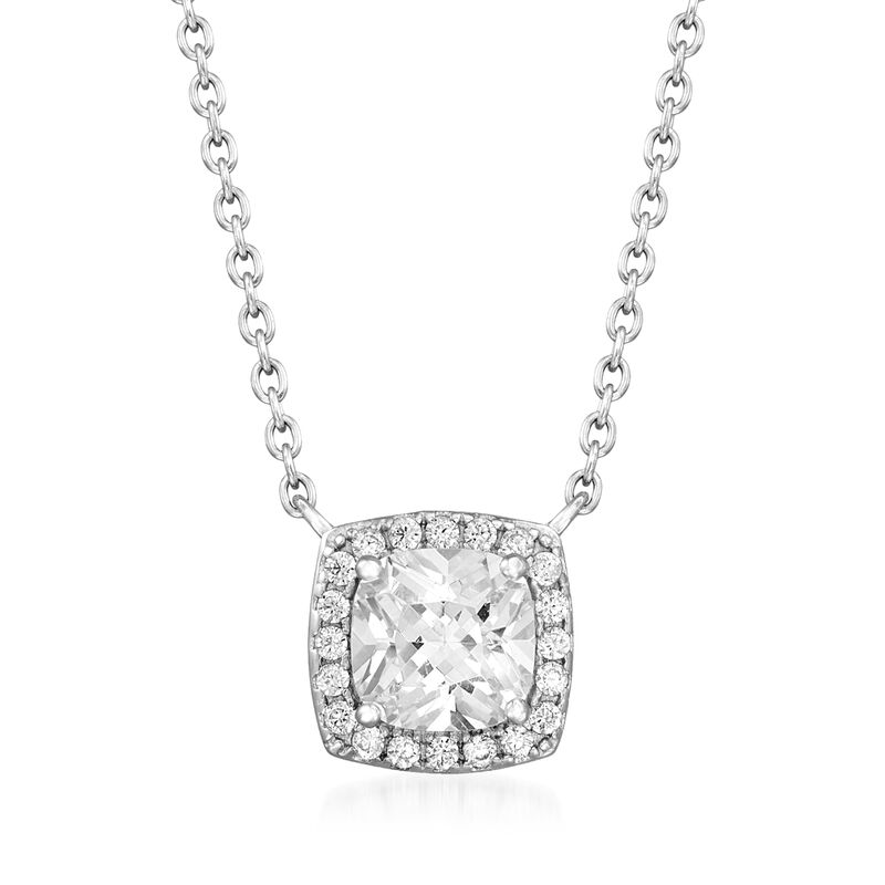 2.10 ct. t.w. CZ Square Pendant Necklace in Sterling Silver image number 0