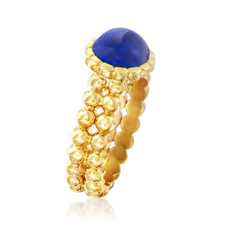 Italian 10x8mm Lapis Double-Row Beaded Ring in 18kt Gold Over Sterling image number 2