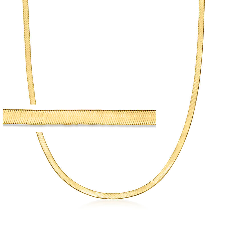 3mm 14kt Yellow Gold Herringbone Necklace. 16&quot; image number 1