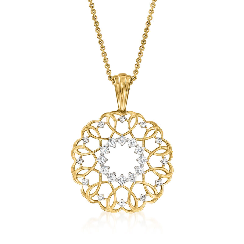 .50 ct. t.w. Diamond Heart Circle Pendant Necklace in 18kt Gold Over Sterling image number 0