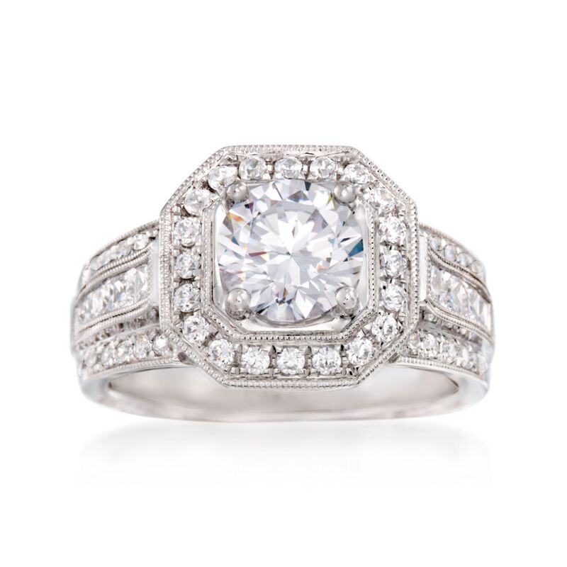 Simon G. 1.00 ct. t.w. Diamond Halo Engagement Ring Setting in 18kt White Gold image number 0