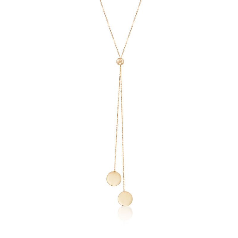 14kt Yellow Gold Lariat Disc Necklace. 30&quot; image number 1