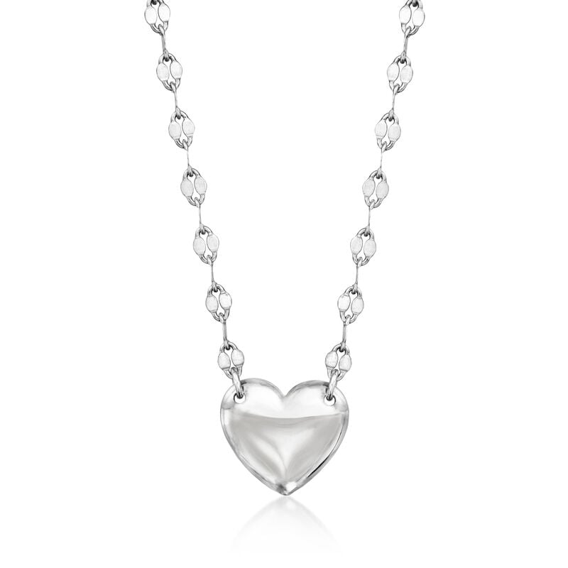 Sterling Silver Heart and Lumachina-Chain Necklace. 18&quot; image number 1