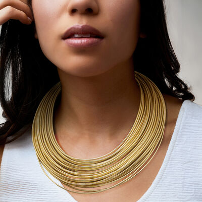 Italian Multi-Strand Flex Necklace with 18kt Gold Over Sterling