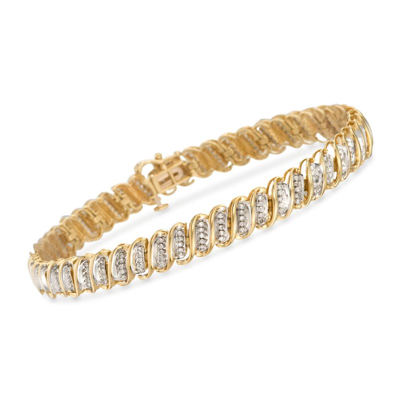 1.00 ct. t.w. Diamond S-Link Bracelet in 14kt Yellow Gold. 7.5&quot; image number 0