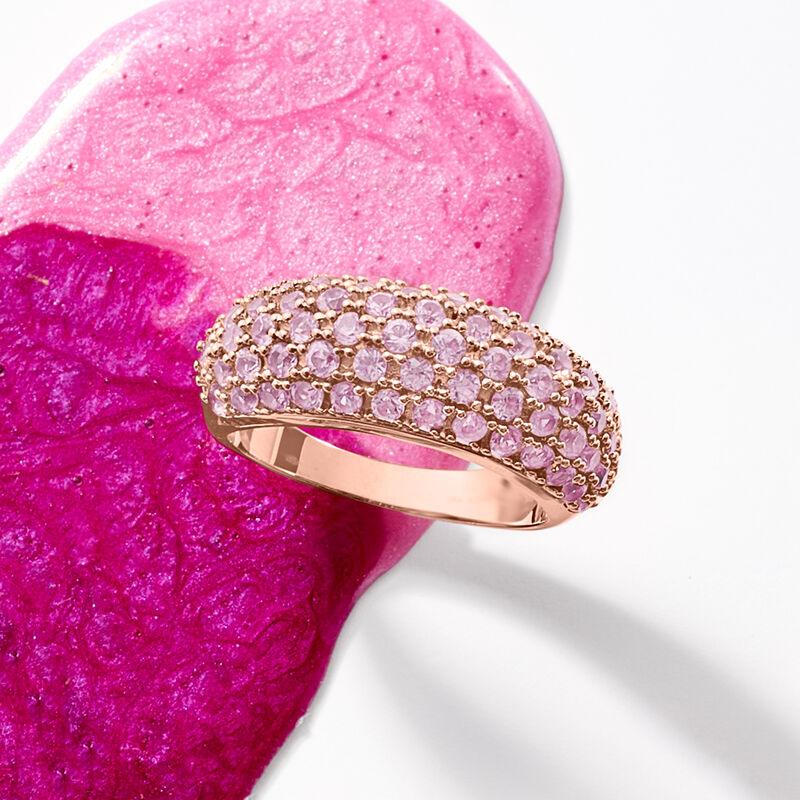 2.50 ct. t.w. Pave Pink Sapphire Ring in 14kt Rose Gold image number 3