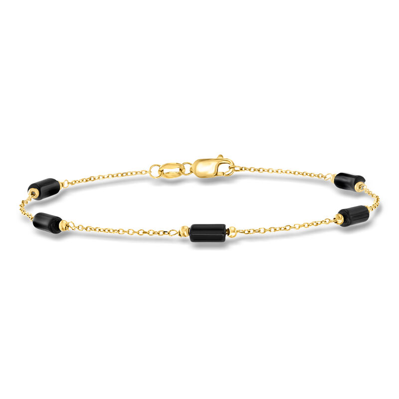 Italian Onyx Bead Station Bracelet in 18kt Yellow Gold image number 0