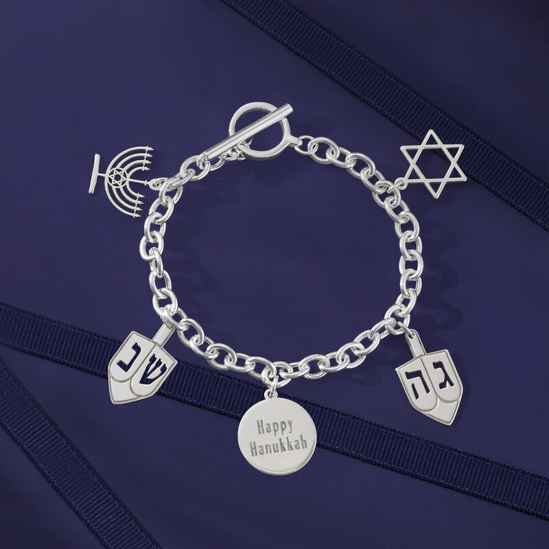 Sterling Silver Hanukkah Charm Bracelet image number 2