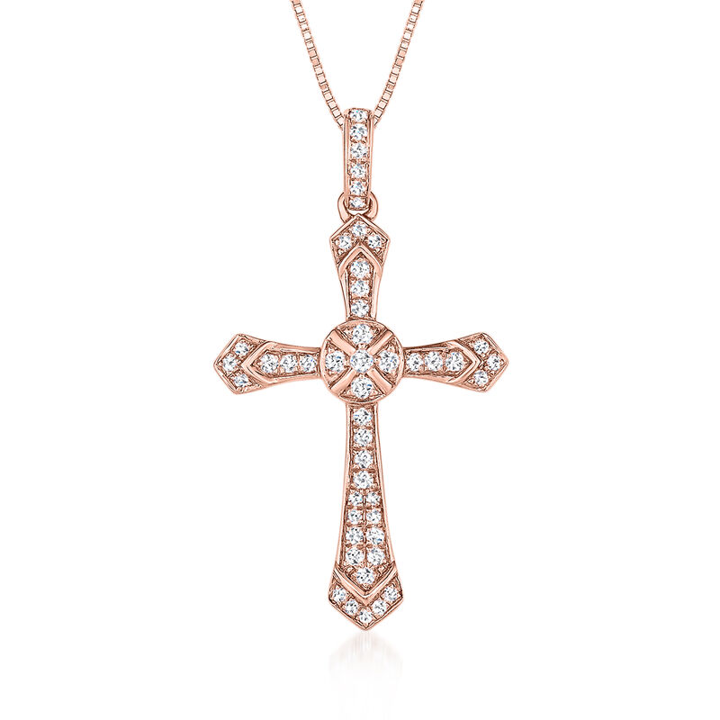 .25 ct. t.w. Diamond Cross Pendant Necklace in 14kt Rose Gold  image number 0