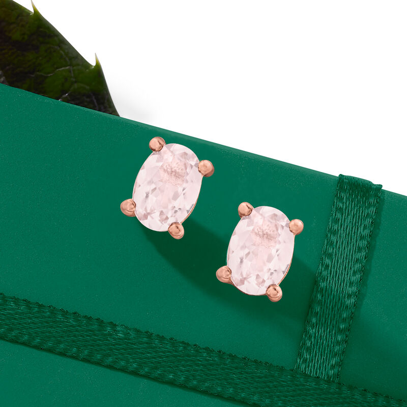 1.40 ct. t.w. Morganite Stud Earrings in 18kt Rose Gold Over Sterling image number 3