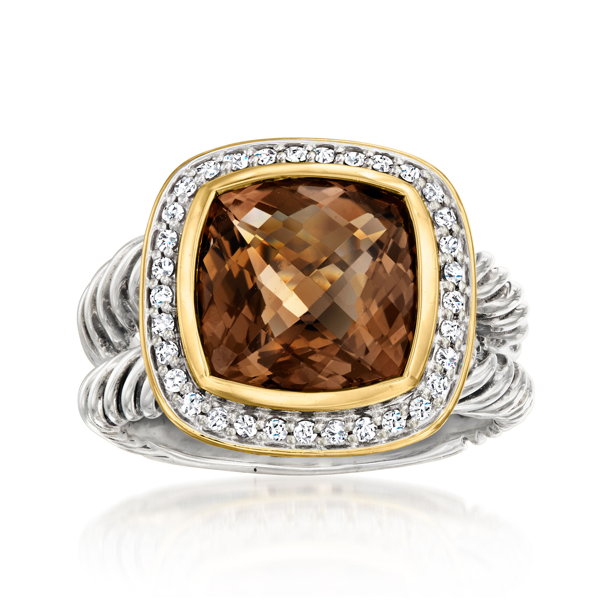 C. 1990 Vintage David Yurman 5.00 Carat Smoky Quartz Ring with .32
