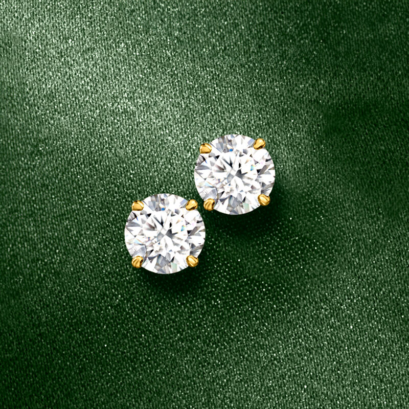 2.00 ct. t.w. Moissanite Stud Earrings in 14kt Yellow Gold  image number 2