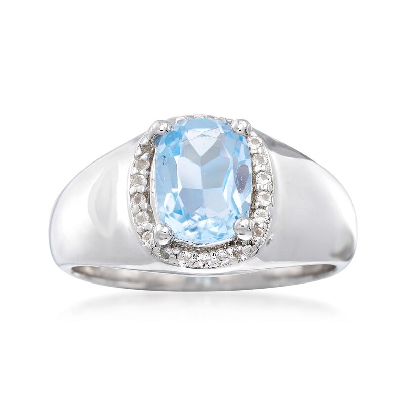 1.50 ct. t.w. Blue and White Topaz Halo Ring in Sterling Silver image number 0