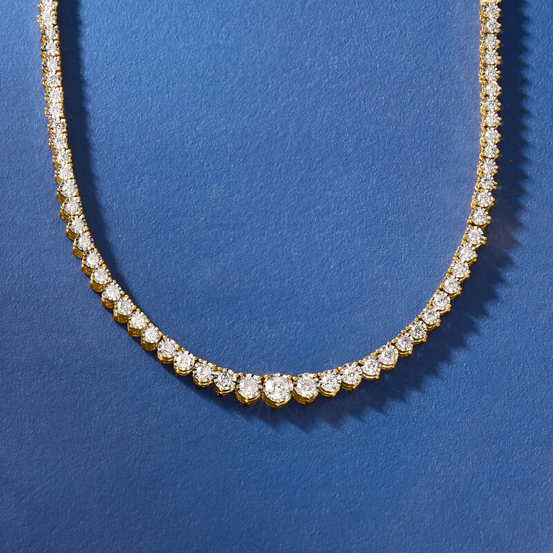 3.00 ct. t.w. Diamond Tennis Necklace in 18kt Gold Over Sterling. 18" image number 4