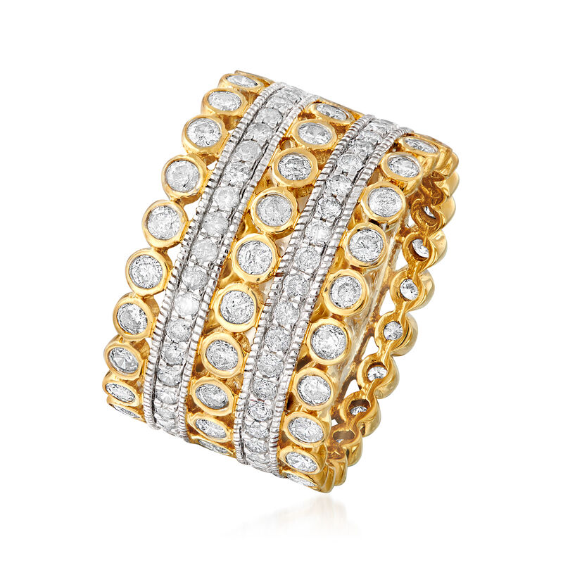 3.00 ct. t.w. Diamond Eternity-Style Multi-Row Ring in 14kt Yellow Gold image number 2